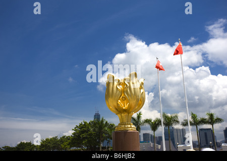 Il Golden Bauhinia in Piazza Golden Bauhinia a Wan Chai Hong Kong Foto Stock