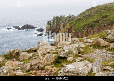 Land's End in Cornovaglia a sud-ovest di punta in Inghilterra Foto Stock