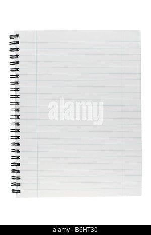 Blocco note a spirale isolato su uno sfondo bianco Foto Stock