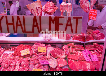 Halal macelleria a Shepherds Bush market nella zona ovest di Londra Inghilterra REGNO UNITO Foto Stock