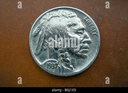 1937 Noi Indian Head / Buffalo Nickel Foto Stock