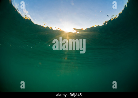 Sun come visto da sott'acqua Foto Stock