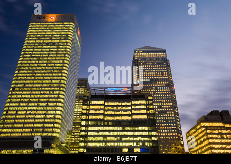 Settore bancario e finanziario edifici a Canary Wharf a Londra REGNO UNITO Foto Stock