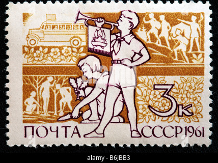 Pionieri, francobollo, URSS, 1961 Foto Stock
