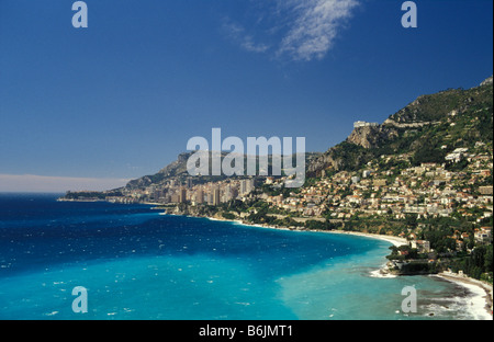 Il Principato di Monaco, Cote d'Azur, in vista di Montecarlo e Roquebrune Foto Stock