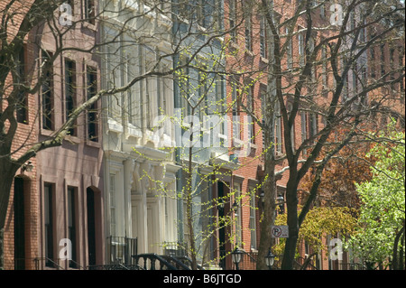 Stati Uniti d'America, New York New York City Manhattan: Chelsea, primavera fiorisce, Chelsea e storico quartiere di West 22nd Street Foto Stock