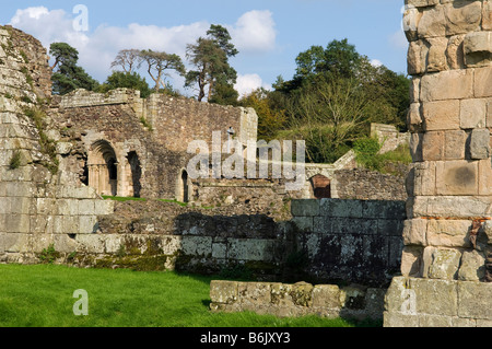 Inghilterra, Shropshire, Shrewsbury. Rovine della casa del Capitolo di Haughmond Abbey, un secolo XII Augistinian abbey Foto Stock