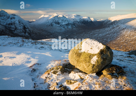 Glen Coe in inverno, Scozia Foto Stock