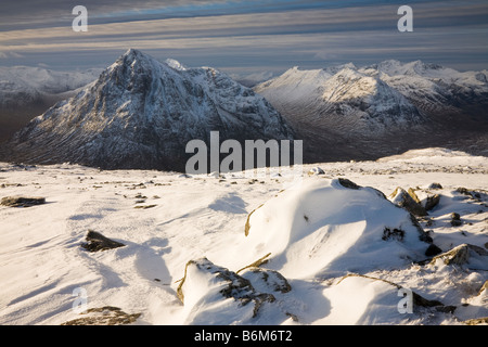 Glen Coe in inverno, Scozia Foto Stock