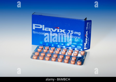 Clopidogrel (nome commerciale Plavix) Cuore Farmaco Foto Stock