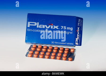 Clopidogrel (nome commerciale Plavix) Cuore Farmaco Foto Stock