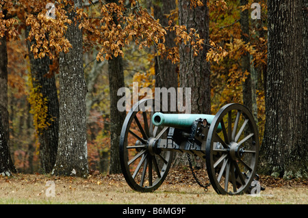 La guerra civile il cannone al campo di battaglia di Chickamauga e il Parco Nazionale Militare di Fort Oglethorpe in Georgia Foto Stock