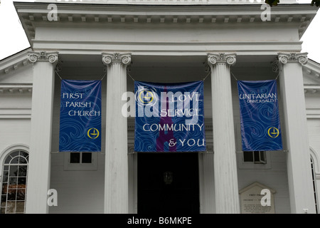 Prima parrocchia chiesa unitaria in Lexington MA Massachusetts New England USA Stati Uniti d'America Foto Stock