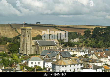 Salcombe città e chiesa, una piccola città costiera a sud di prosciutti di Devon, vicino all'estuario a Kingsbridge Foto Stock