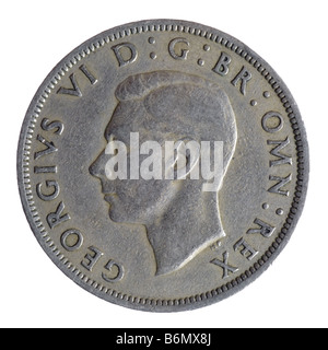 Vecchie monete Britanniche mezza corona Foto Stock