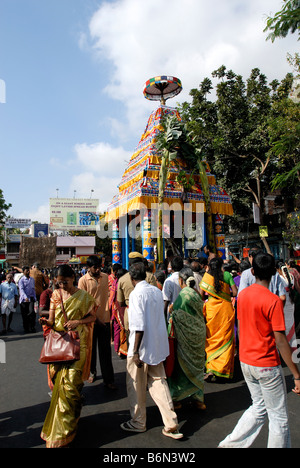 Tempio FESTIVAL CHARIOT NEL TEMPIO KAPALEESWARA, MYLAPORE,Chennai Foto Stock