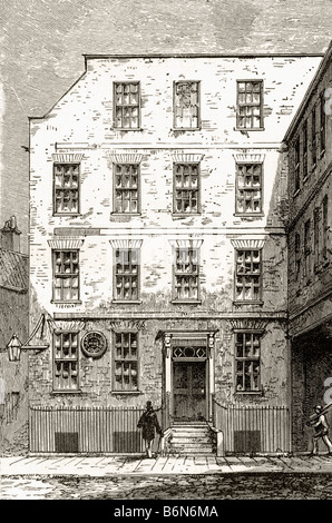 Casa del Dr Samuel Johnson al 17 di Gough Square, Londra, Inghilterra. Foto Stock