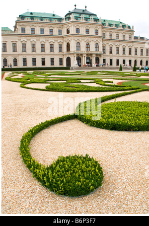 Vienna è il Palazzo del Belvedere, vista da giardini, l'architettura barocca, costruita dal principe Eugenio di Savoia Foto Stock