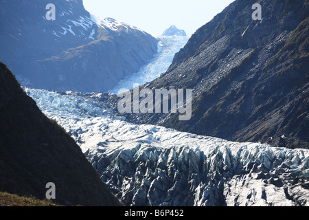 La faccia terminale, Fox Glacier, West Coast, Nuova Zelanda Foto Stock
