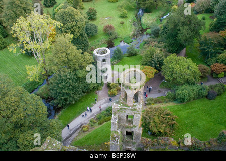 Vista aerea da Barney il Castello di Blarney, Co. Cork, Repubblica di Irlanda. Foto Stock