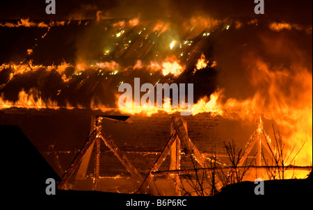 Edificio in fiamme, Cork, Irlanda Foto Stock