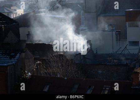 Edificio in fiamme, Cork, Irlanda Foto Stock