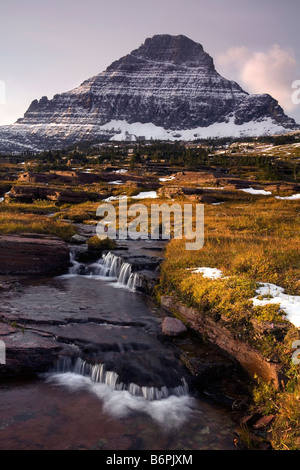 Il Parco Nazionale di Glacier Montana Montagna di Reynolds LM piccola cascata Foto Stock