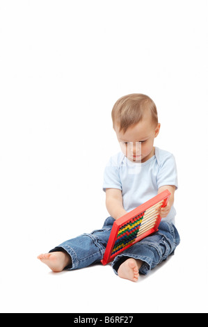 Adorable baby con abacus Foto Stock