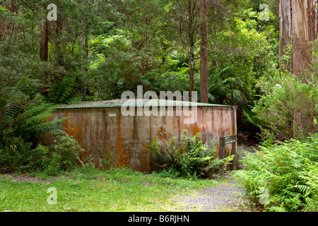 Un calcestruzzo serbatoio di acqua in una foresta. Foto Stock