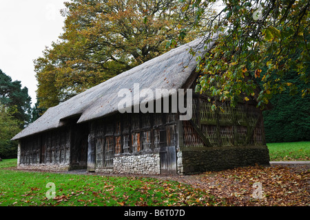 La struttura di legno Stryd Lydan granaio di St Fagans National History Museum, Cardiff, Galles Foto Stock