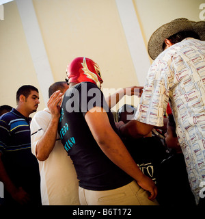 Lucha Libre wrestler backstage uomo mascherato messico Foto Stock