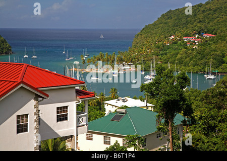 Marigot Bay, Santa Lucia, dei Caraibi. Foto Stock