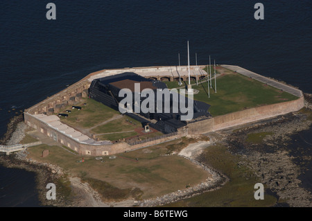 Vista aerea di Fort Sumter l'isola fortezza nel porto di Charleston, Carolina del Sud Ft Sumter è dove la guerra civile ha iniziato Foto Stock