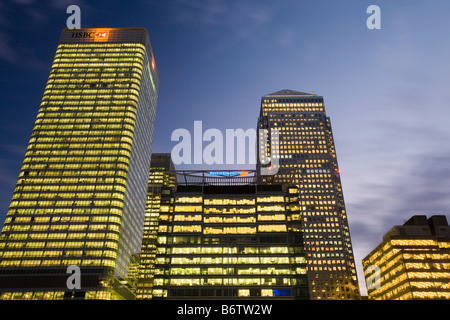 Settore bancario e finanziario edifici a Canary Wharf a Londra REGNO UNITO Foto Stock