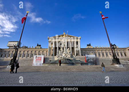 Parlamento austriaco edificio, Vienna, Austria Foto Stock