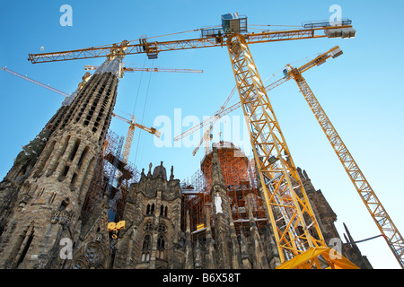 Lavori in corso per la Gaudi La Sagrada Familia a Barcellona Spagna. Foto Stock