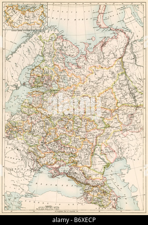 Mappa di Russia 1870s. Litografia a colori Foto Stock