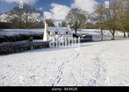 Lee Cottage nella neve 2 Foto Stock