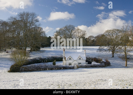 Lee Cottage nella neve 3 Foto Stock