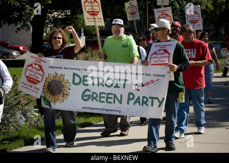 Protesta contro il mutuo pignoramenti detenute in Lansing, Michigan presso lo State Capitol Building Foto Stock