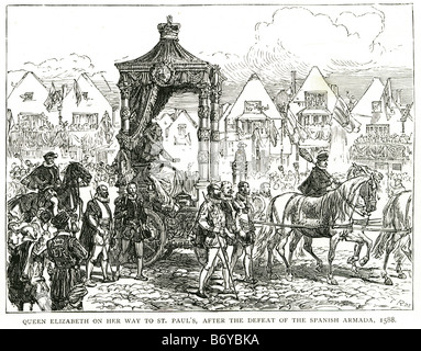 Queen Elizabeth sul suo modo di san Paolo dopo la sconfitta della armada spagnola 1588 scoppiò la guerra tra la Spagna e l'Inghilterra in Foto Stock