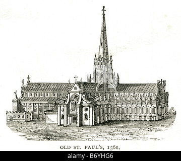 Old st. paul's 1561 cattedrale gotica città di Londra Grande incendio Foto Stock