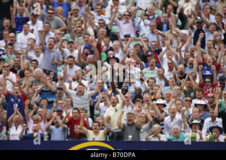 Sport folla di spettatori tifosi di cricket sostenitori Foto Stock