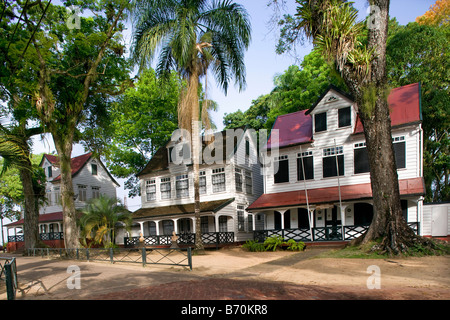 Il Suriname, Paramaribo, case storiche vicino al Old Fort Zeelandia chiamato. Foto Stock