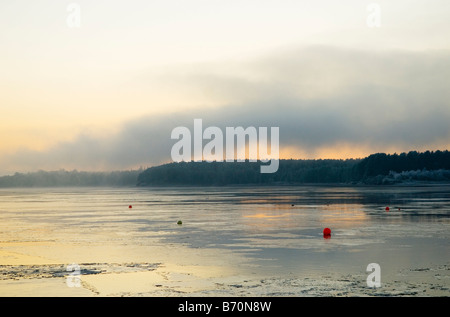 Findhorn Bay al tramonto in inverno Foto Stock