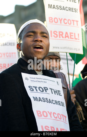 Anti protesta israeliano di Edimburgo per le uccisioni a Gaza. Dicembre 2008. Foto Stock