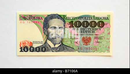 La Polonia Diecimila 10.000 Zloty nota banca Foto Stock