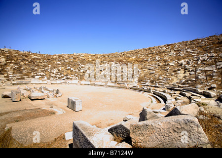 Storico Teatro Teatro Greco Delos isola cicladi grecia Foto Stock