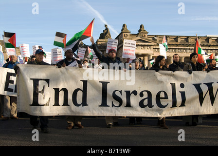 Anti protesta israeliano di Edimburgo per le uccisioni a Gaza. Dicembre 2008. Foto Stock