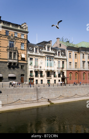 La Sager House a Stoccolma con i balconi in ferro battuto è la residenza ufficiale del Primo ministro della Svezia. Foto Stock